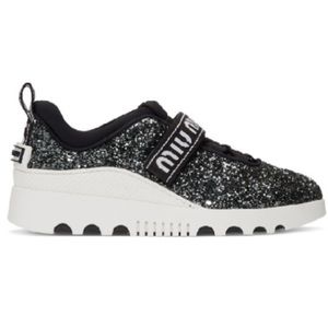 Miu Miu Black and White glitter run sneakers 6